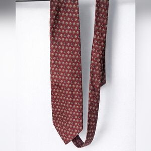 Ralph Lauren Maroon Silk Tie with Geometric Motif